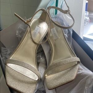 Nine West Yess Gold Heels with Ankle Straps